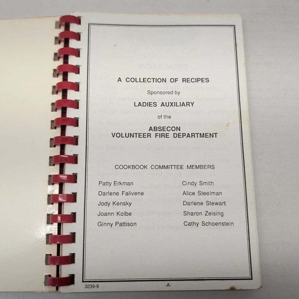 Burnt Offerings Cookbook Ladies Auxiliary Absecon Fire Dept New Jersey Community